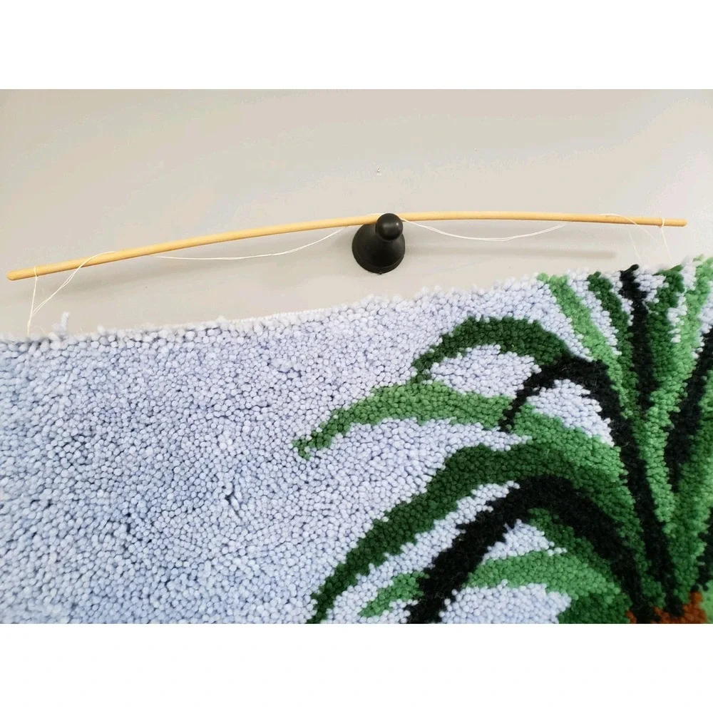 LARGE Vintage‎ Latch Hook Rug Completed Beach Sea Wall Hanging Tropical Decor